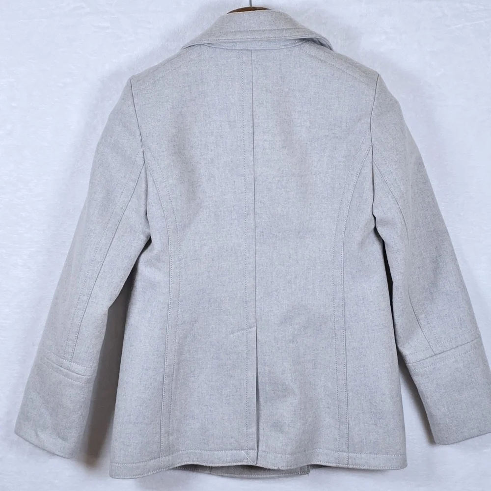 J.Crew Wool Cashmere By Nello Gori Double Breasted Peacoat Gold Buttons 0 Petite - Picture 4 of 16